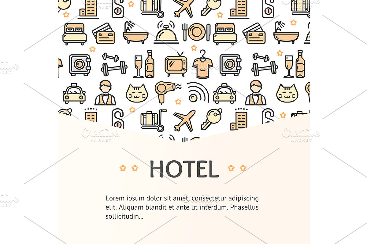 Hotel Service Banner. Vector in Illustrations - product preview 8