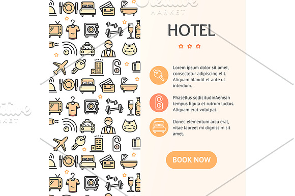 Hotel Service Banner. Vector in Illustrations - product preview 1