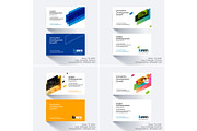 Vector business card template with colourful strong geometric shapes