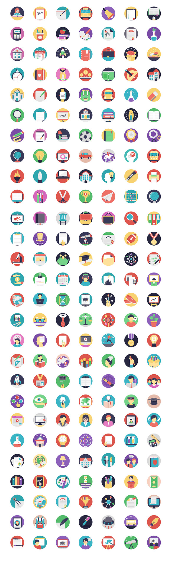 189 Flat Education Icons in Graphics - product preview 1