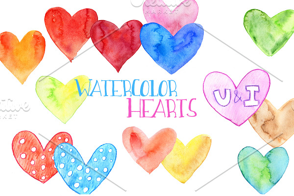 Watercolor hearts. Part 2