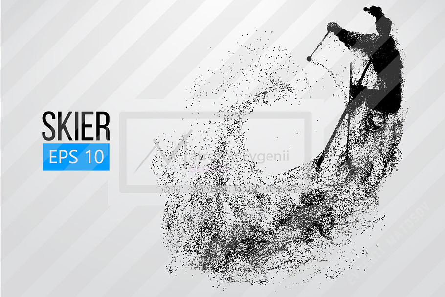 Silhouette of a skier from particles in Illustrations - product preview 8