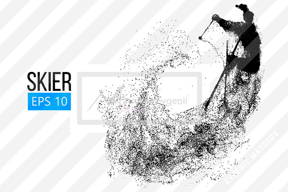 Silhouette of a skier from particles in Illustrations - product preview 1