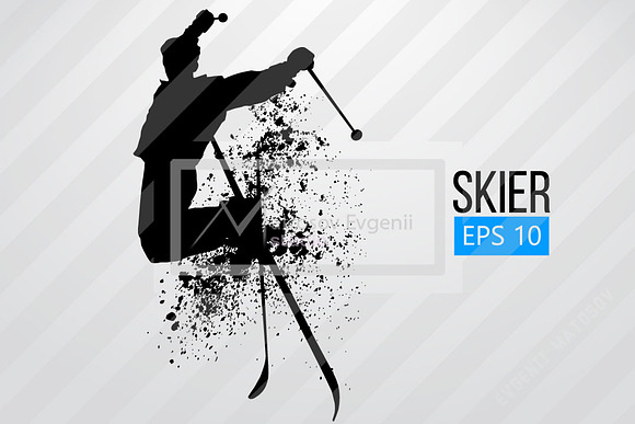 Silhouette of a skier. Set in Illustrations - product preview 1