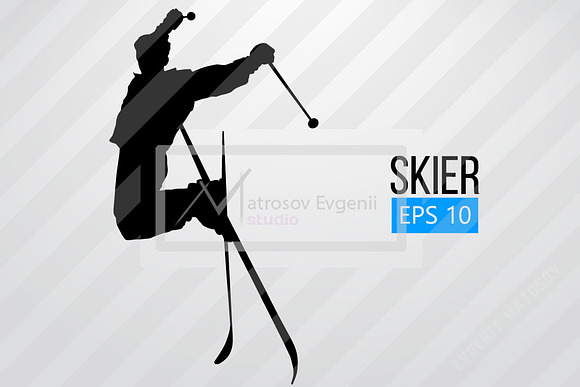 Silhouette of a skier. Set in Illustrations - product preview 2