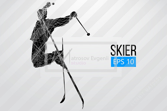 Silhouette of a skier. Set in Illustrations - product preview 3