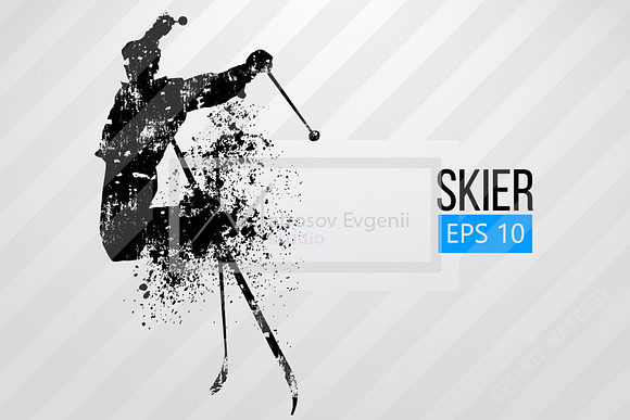 Silhouette of a skier. Set in Illustrations - product preview 4