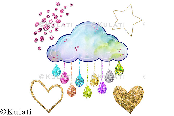 Glitter Unicorns clipart / graphics in Illustrations - product preview 4
