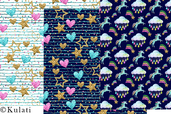 Glitter Unicorns patterns in Patterns - product preview 2