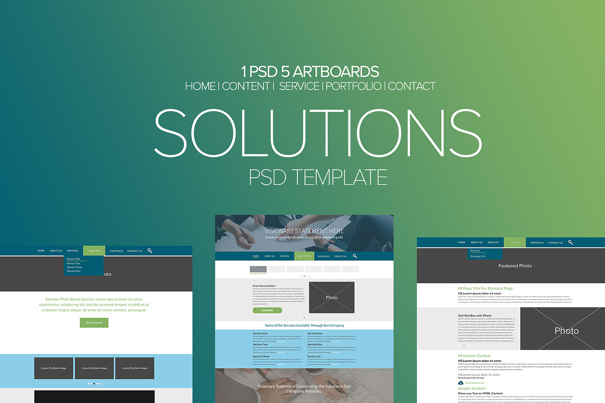 Solutions PSD Template in UI Kits and Libraries - product preview 8