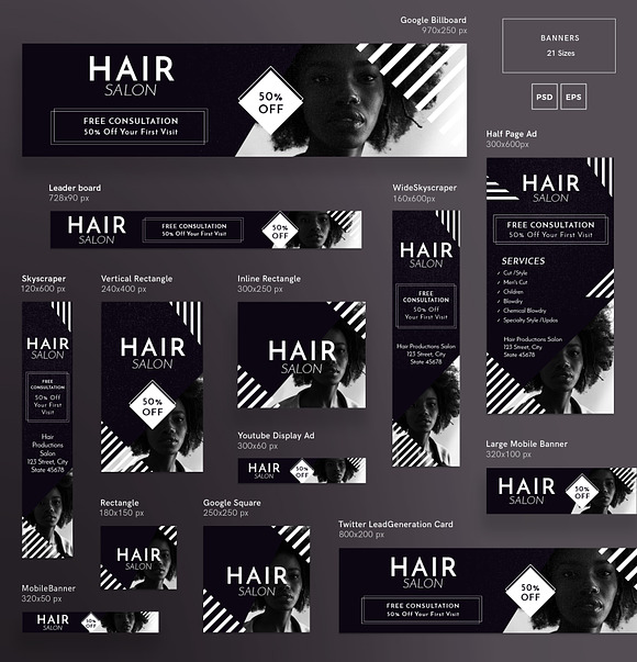 Banners Pack | Hair Salon in Templates - product preview 2