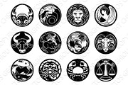 Astrology zodiac horoscope star signs symbols set