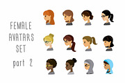 Set of 12 female profile avatars