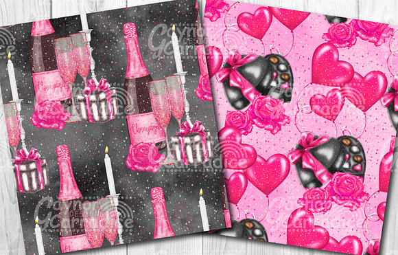 valentine digital paper set in Patterns - product preview 3
