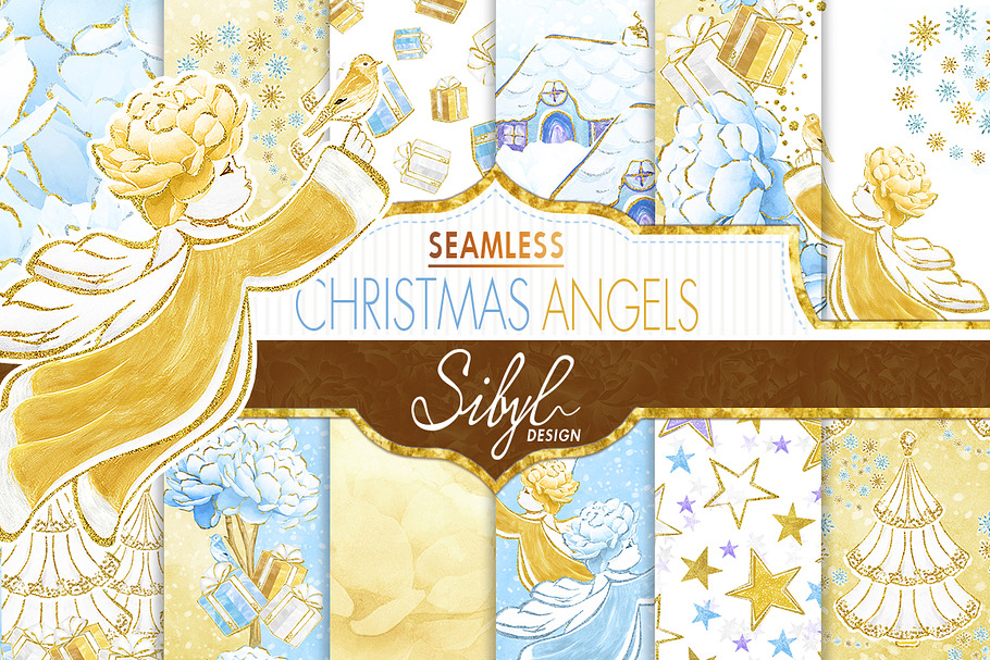 Christmas Angels Digital Paper in Patterns - product preview 8
