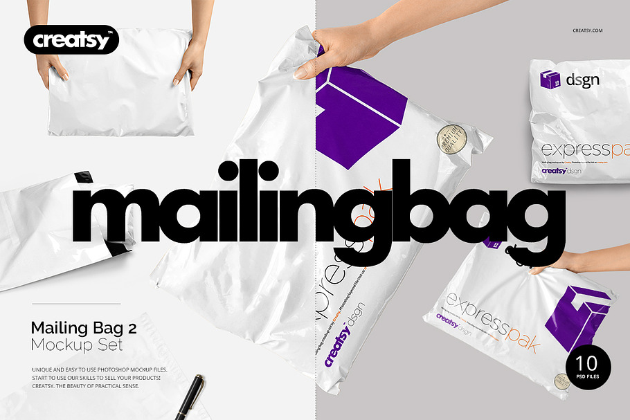 Mailing Bag 2 Mockup Set in Product Mockups - product preview 8