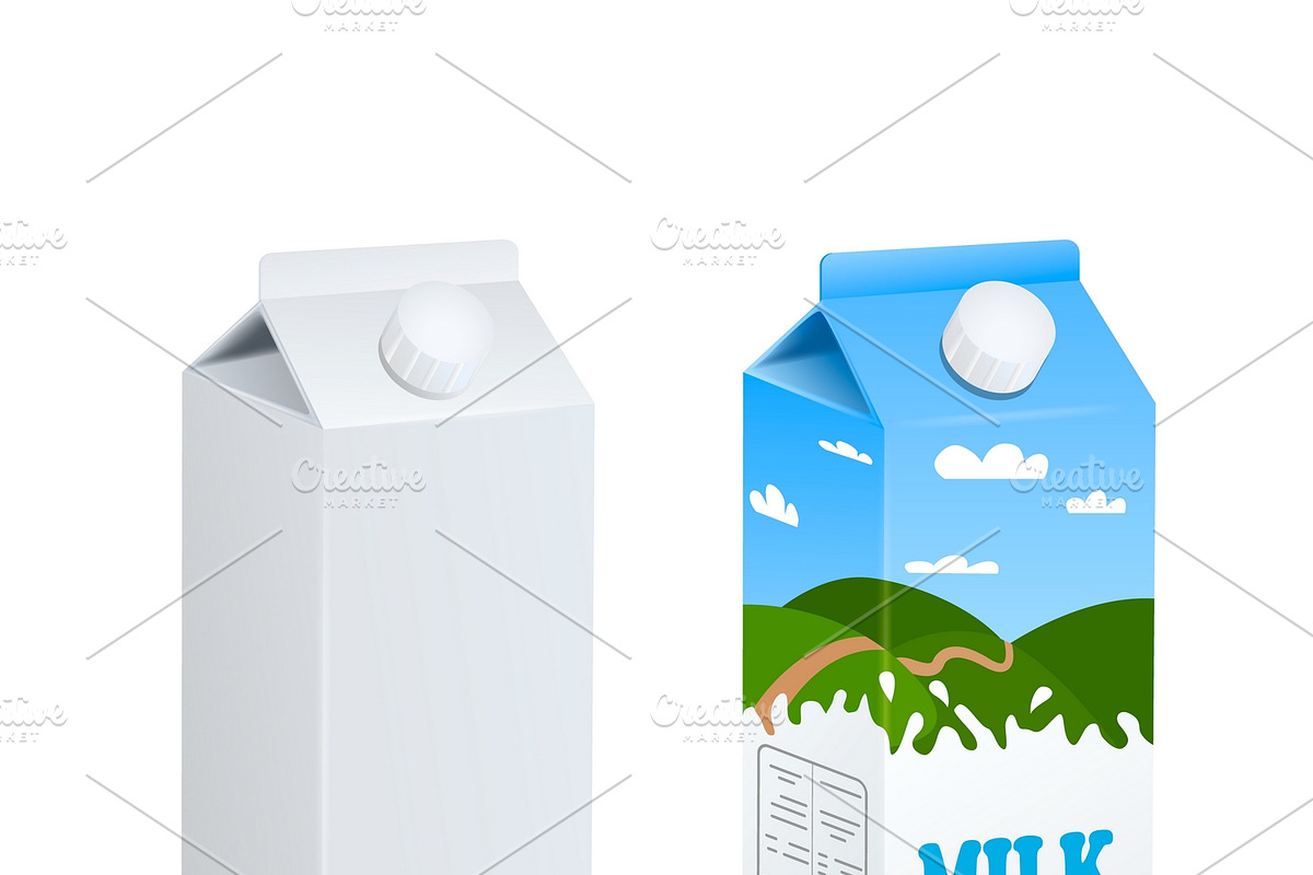 Realistic Milk Boxes Isolated in Illustrations - product preview 8