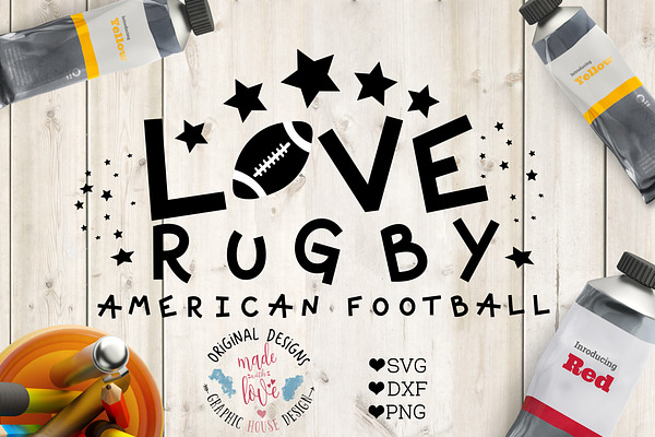 Love Rugby American Football SVG