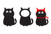 Black cat variations. Greeting card 