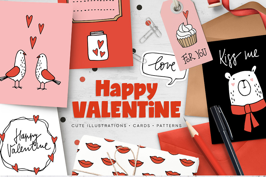 Happy Valentine graphic set in Illustrations - product preview 8