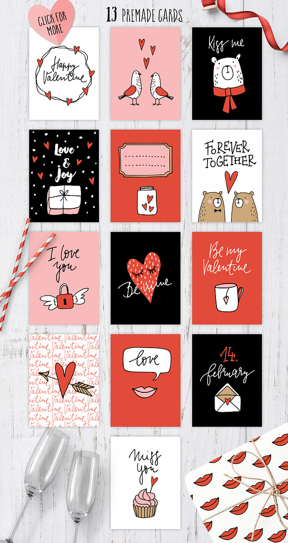 Happy Valentine graphic set in Illustrations - product preview 3