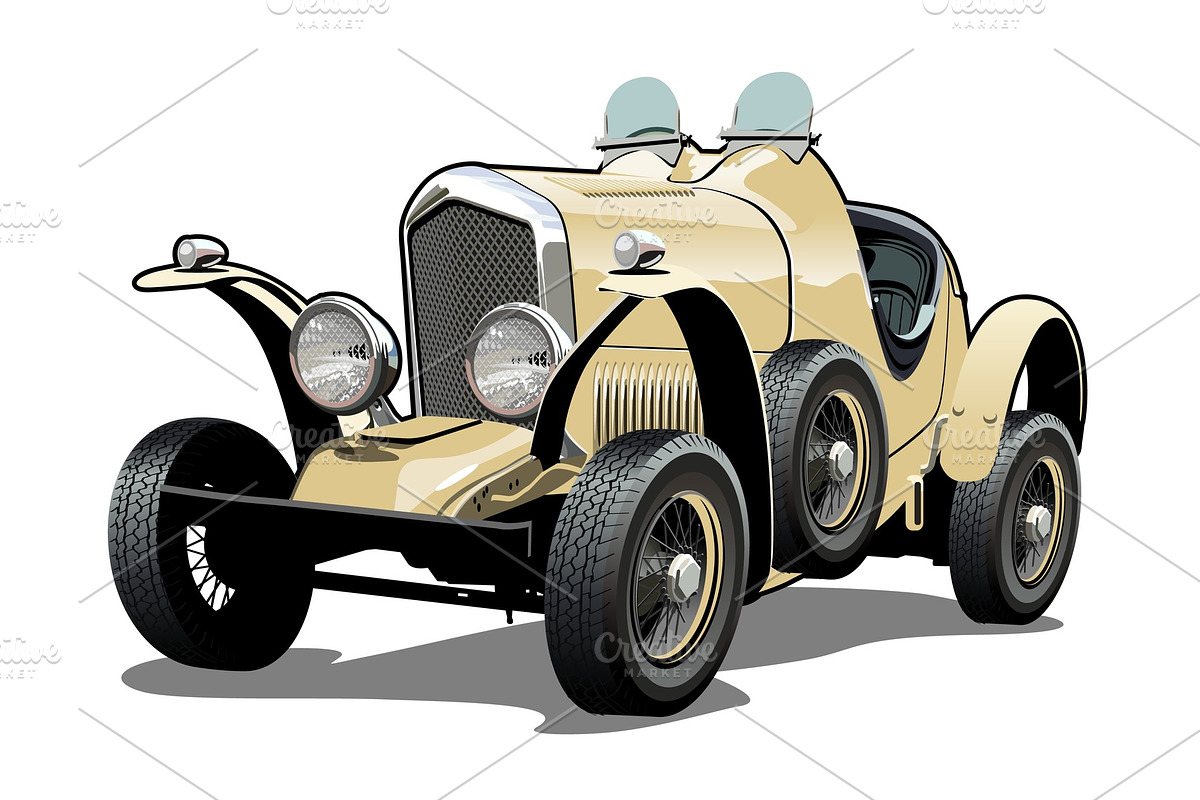 Cartoon retro car in Illustrations - product preview 8