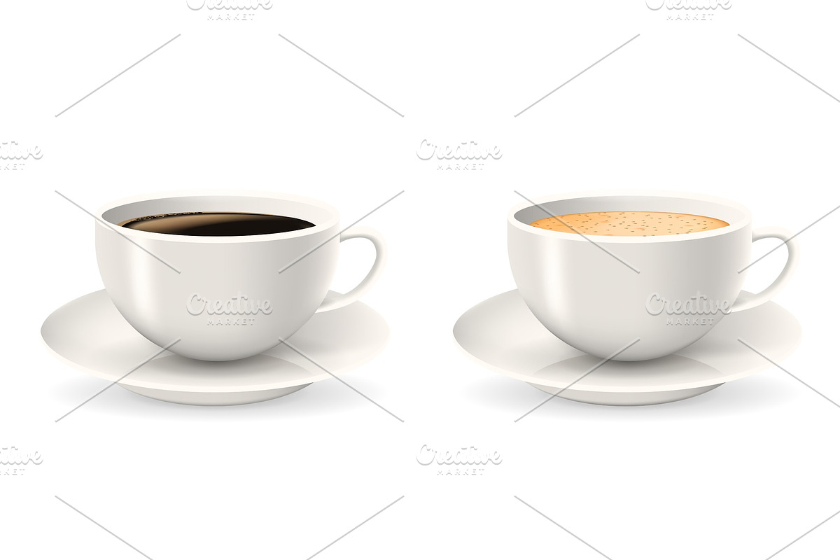 Composition of two coffee cups on saucers. in Illustrations - product preview 8
