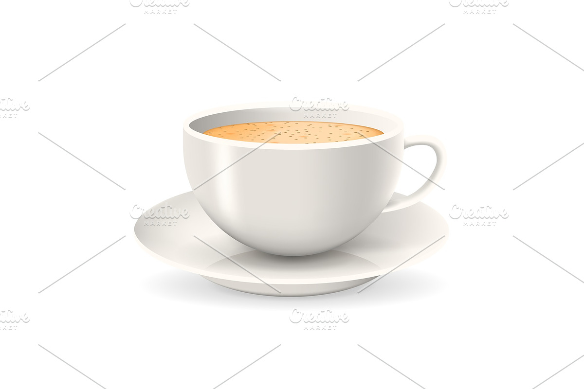 Realistic cup of coffee on saucer. in Illustrations - product preview 8