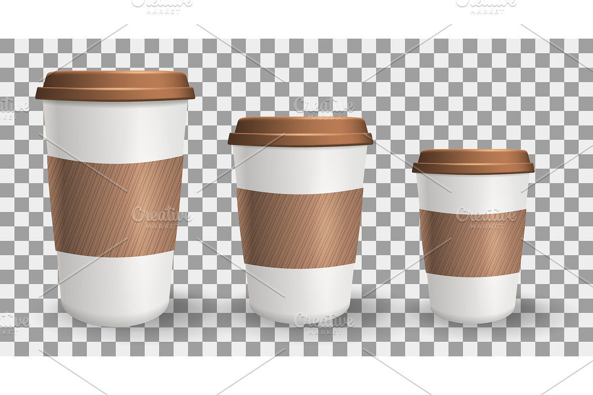 Set of realistic, to go and takeaway paper coffee cups in different sizes. in Illustrations - product preview 8