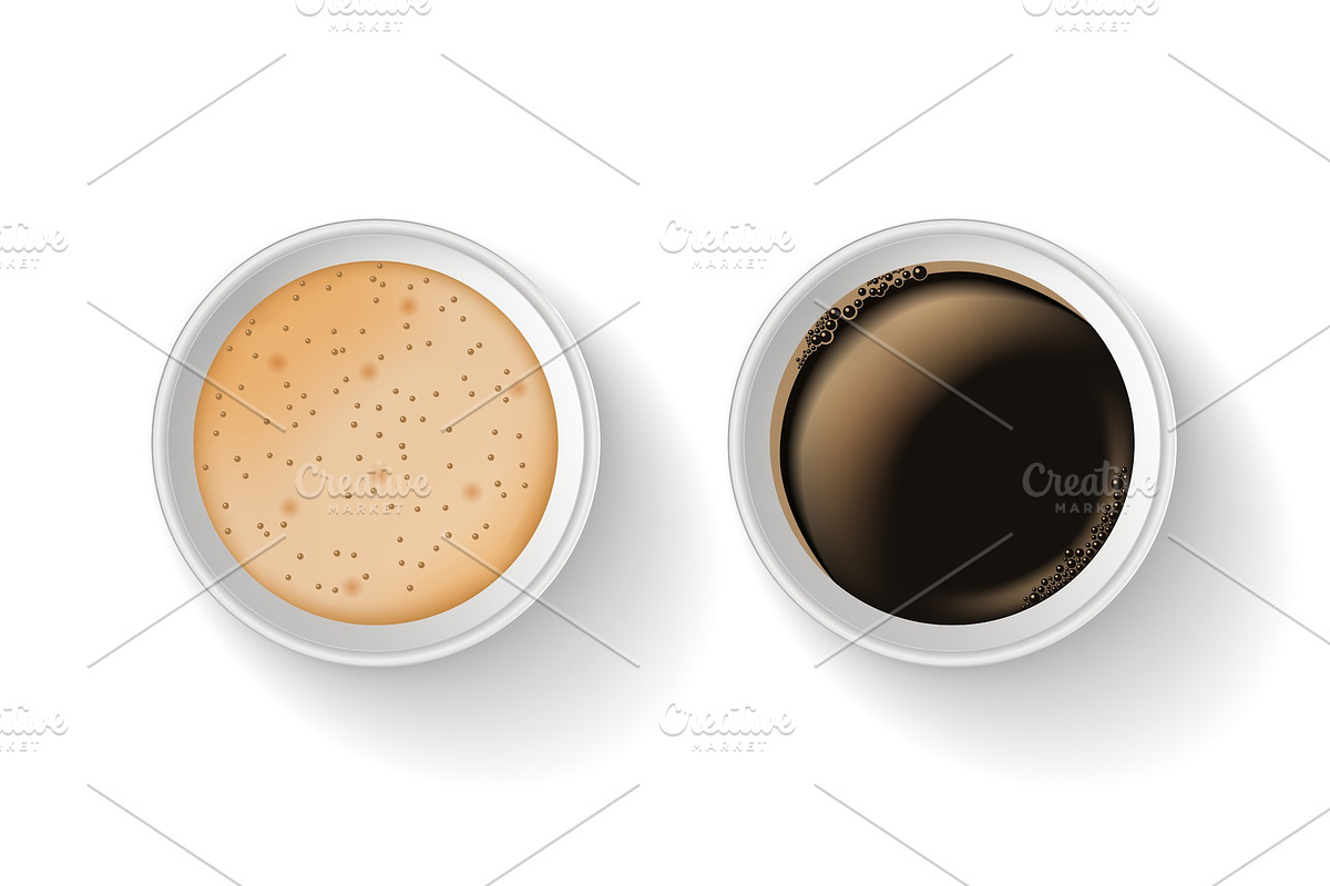 Top view of two realistic, takeaway and to go paper coffee cups. in Illustrations - product preview 8