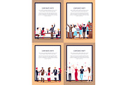 Corporate Party Set of Posters Vector Illustration