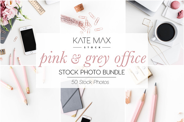 Pink+Grey Office Stock Photo Bundle