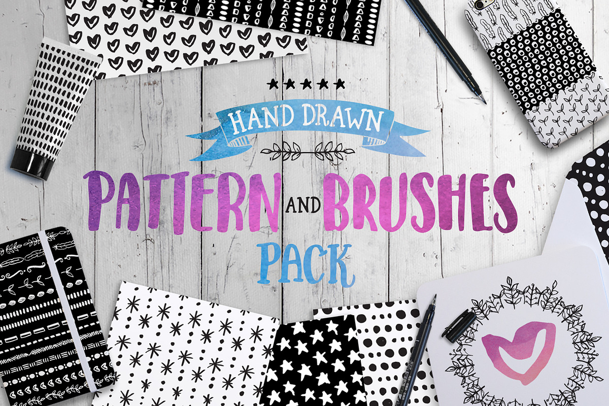 HandDrawn Mono Pattern & Brushes in Patterns - product preview 8