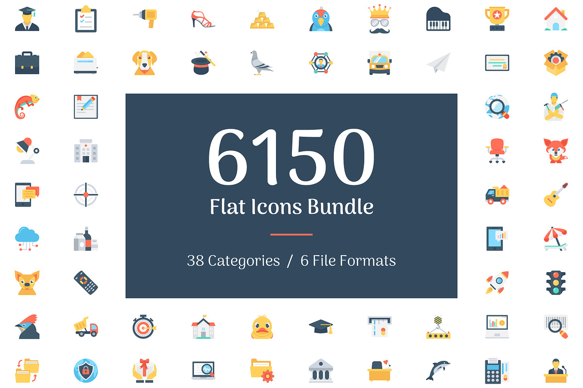 6150 Flat Icons Bundle in Flat Icons - product preview 8