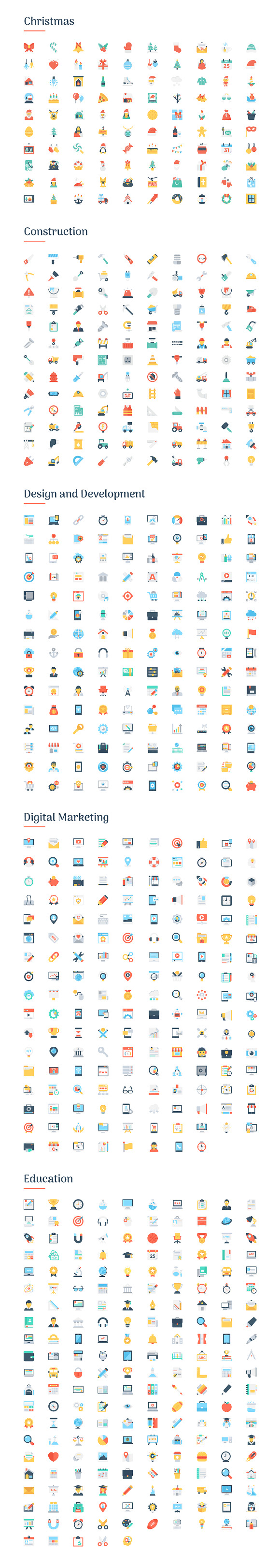 6150 Flat Icons Bundle in Flat Icons - product preview 2