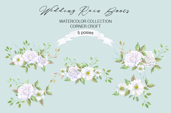 Wedding Rain Boots Watercolor in Illustrations - product preview 4