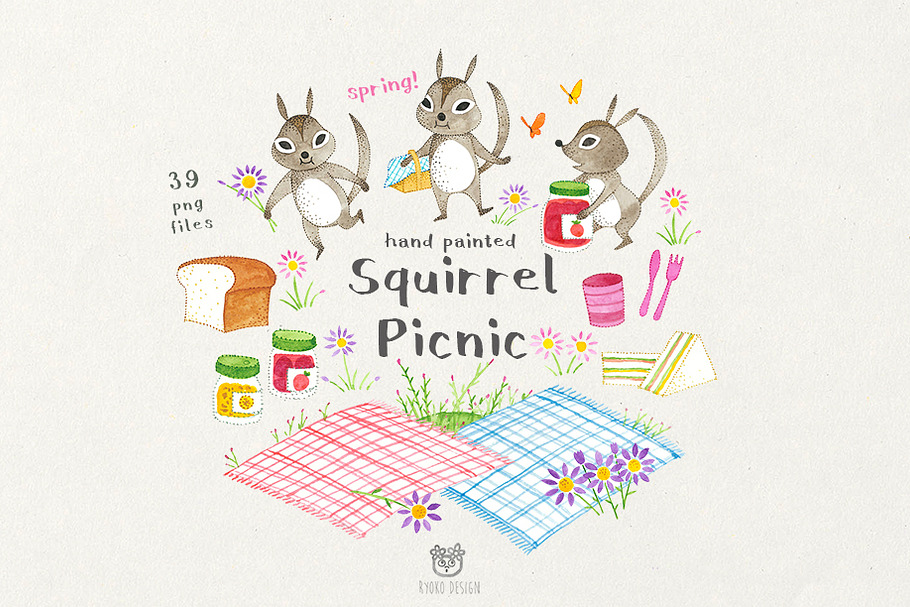 Squirrel Picnic Animal illustration in Illustrations - product preview 8