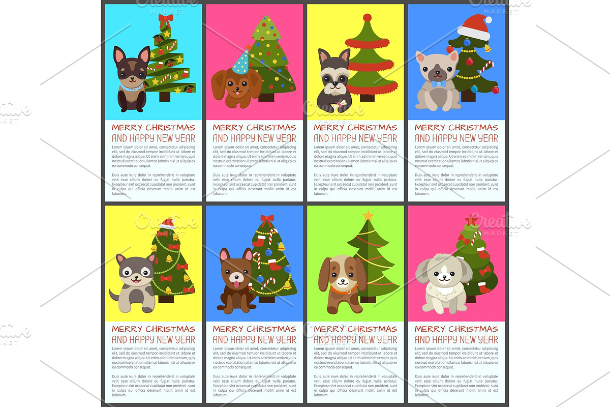Merry Christmas and Happy New Year Pets and Spruce in Illustrations - product preview 8