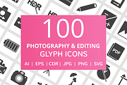 100 Photography & Picture Glyph Icon