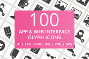 100 App & Web Interface Glyph Icons