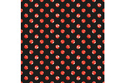 Cute seamless pattern of red glitter polka dots