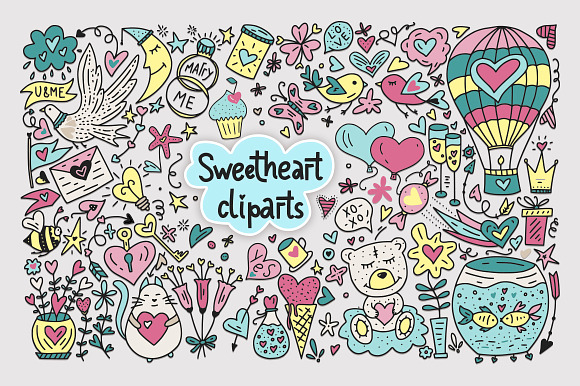 Sweetheart fonts & 119 cliparts. in Display Fonts - product preview 10