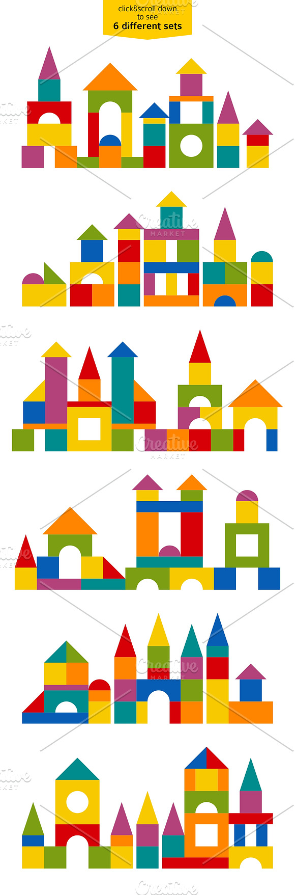 Toy blocks flat building towers in Illustrations - product preview 1