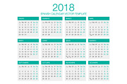 Spanish Calendar Vector 2018