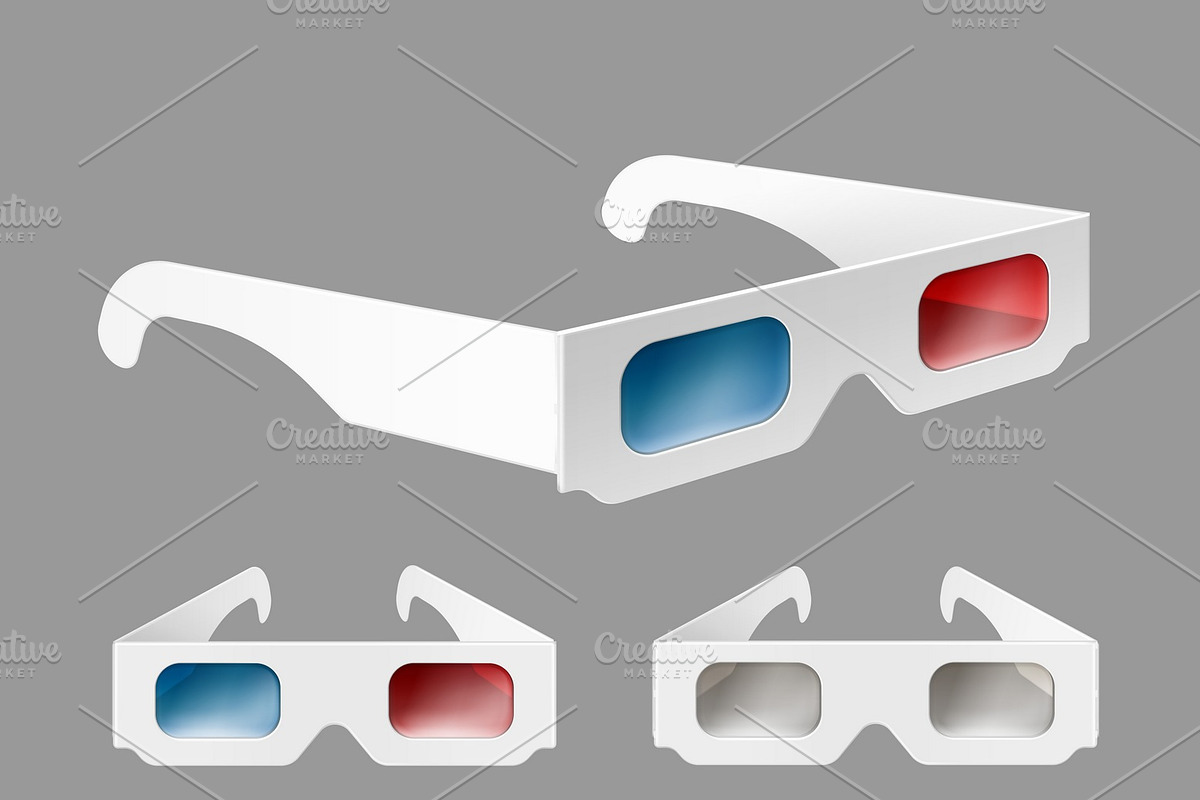 Set of white paper 3d glasses in Illustrations - product preview 8