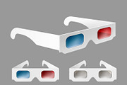 Set of white paper 3d glasses
