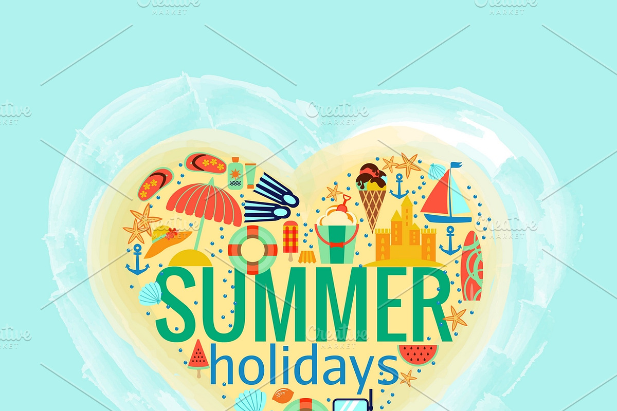 Summer holidays heart poster in Illustrations - product preview 8