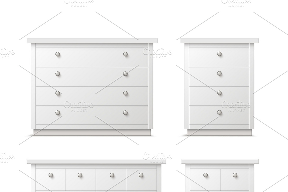 Different white drawers in Illustrations - product preview 8