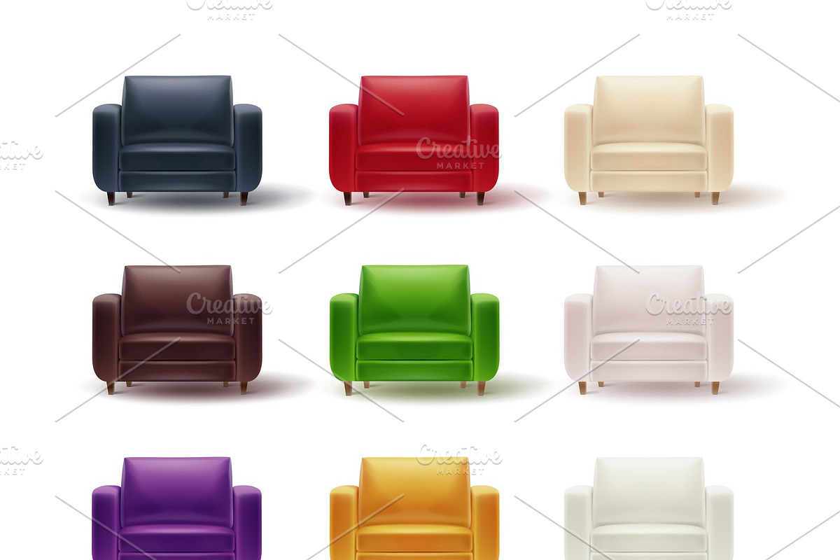 Set of colored armchairs in Illustrations - product preview 8