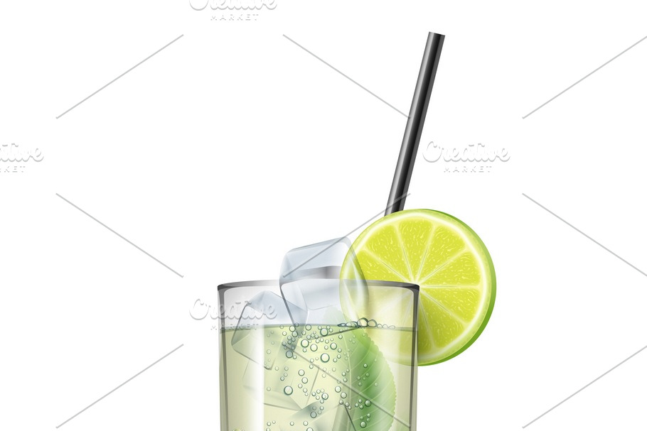Mojito cocktail with sliced lime in Illustrations - product preview 8